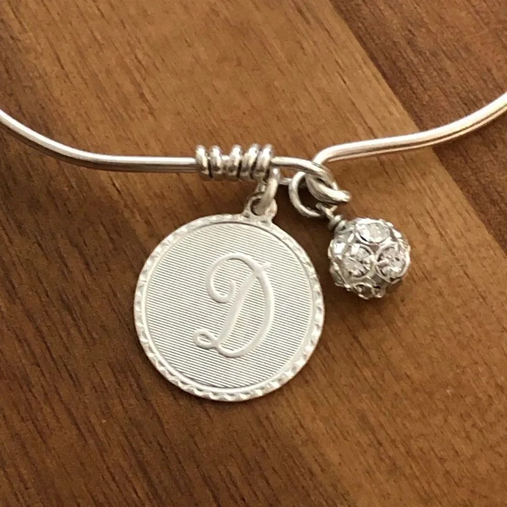 John Wind | Mini Sorority Gal “D” Initial Bangle | Silver Plated | 2.5” Diameter — image 2 of 3
